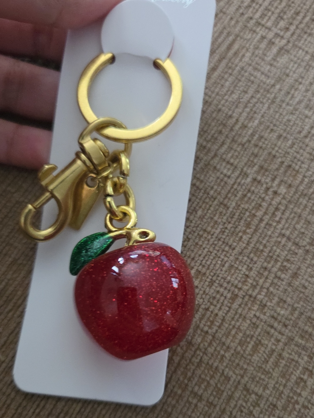Coach Small Apple Bag Charm in Red & Gold